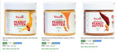 Bawaa Natural Honey Peanut Butter Starts ₹99