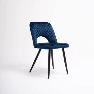 BAWARI Velvet Upholstered Modern Accent Arm Chair (Standard, Dark Blue)