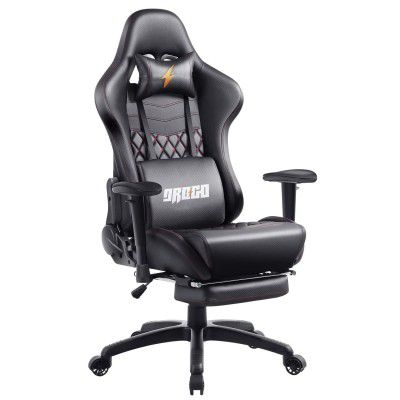 BAYBBAYBEE Drogo Multi-Purpose Ergonomic Gaming Chair with 7 Way Adjustable Seat, PU Leather, Head & USB Massager Lumbar Pillow | Home & Office Desk Chair with Full Reclining Back & Footrest(Black)