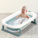 Baybee Kids Bath Tub for Baby Mini Swimming Pool for Kids, Foldable Bathtub for Baby with Anti Skid Base, Support Cushion & Drainer | Baby Bath tub for Kids 0 to 3 Years Boy Girl (Jolly, Green)...