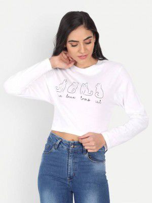 Bayfog  Casual Regular Sleeves Printed Women White Top