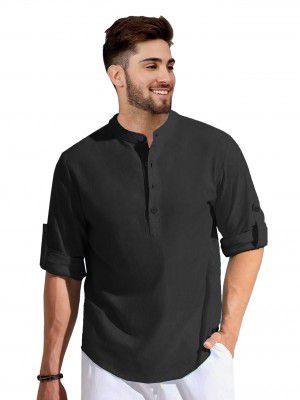 BE ACTIVE Men's Solid Slim Fit Cotton Short Shirt Kurta 