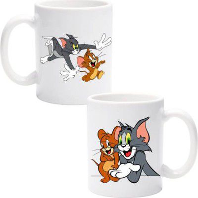 BE UNIQUE Tom & Jerry Ceramic Coffee Mug  (330 ml, Pack of 2)