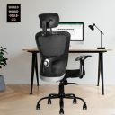 beAAtho® Amaze Ergonomically Adjustable Executive Mesh Home & Revolving Office Chair. (TILT Mechanism, Adjustable Head & Fixed Arm Rest, Metal Base) (Black)...