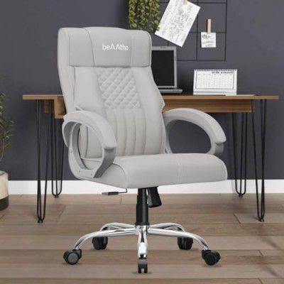 beAAtho® Oxford Ergonomic Leatherette Executive High Back Revolving Desk Office Chair with 3 Years Warranty (Grey)