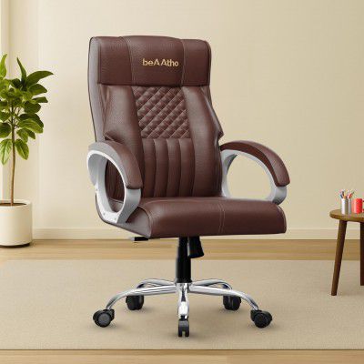 beAAtho® Oxford Leatherette Boss Chair| High Back (Brown)