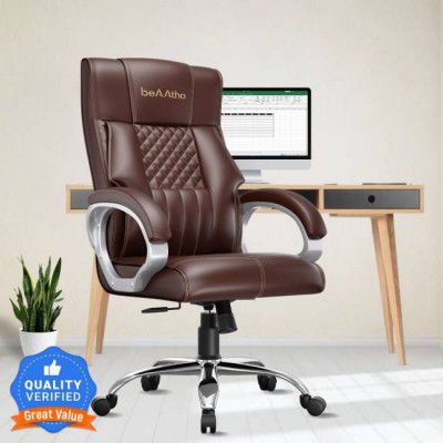 beaatho Oxford With 3 Years Warranty High Back Ergonomic Revolving Leatherette Office Executive Chair  (Brown, Optional Installation Available)