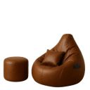 Bean Bag Chair | Gaming Seat with Side Pocket | Cover Only (Free Pillow & Footrest, No Beans) (Brown, XL)...