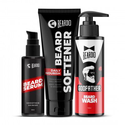 Beard Serum 50ml,Beard Softener 50g & GodFather Beard Wash 100ml (Set of 3)