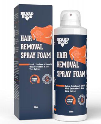 Beardhood Hair Removal Cream Foam Spray For Men 200ml | Mess Free - Painless Body Hair Removal spray For Chest, Back, Legs&nbsp;&&nbsp;Under&nbsp;Arms
