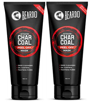 Beardo Activated Charcoal Detox Peel Off Mask for Men | Blackhead Removal Mask | Fights Pollution, Dirt & Tan | Suitable for Sensitive Skin 100ml (Set of 2)
