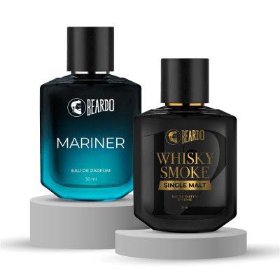 Beardo AquaSmoke Perfume Set- Mariner & Whisky Smoke Single Malt Perfume for Men (50ml x 2) | Long Lasting Fragrance | Long Lasting Perfume for Men | Gift for Men | Gift for Friend