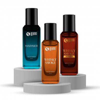 Beardo AquaSmoke Trio Collection- Mariner,Whisky Smoke & Whiskey Smoke Bourbon Perfume for Men (20ml x 3)