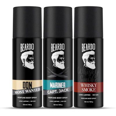 Beardo Don, Mariner Captain Jack & Whisky Smoke Body Spray Set | 120ml x 3