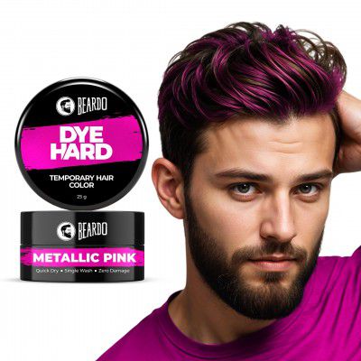 Beardo Dye Hard Temporary Hair Color - Metalic Pink, 25g 