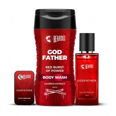 Beardo GodFather Body Wash 200ml, Solid Perfume 10g & Perfume 50ml - Set of 3
