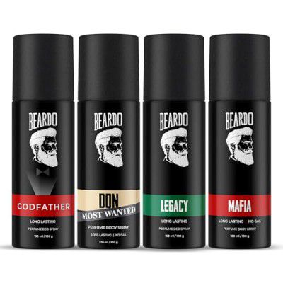 Beardo Godfather, Don Most Wanted, Legacy & Mafia Perfume Body Spray for Men (Set of 4)