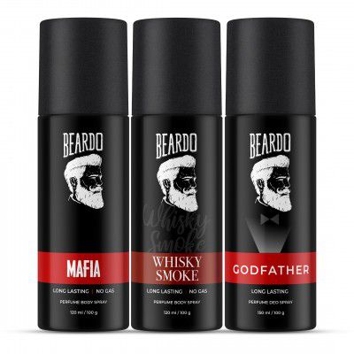 Beardo Godfather, Whisky Smoke & Mafia Perfume Body Spray (Set of 3)