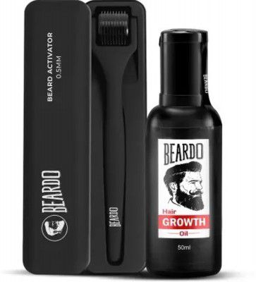 BEARDO Hair Growth Oil | BEARD GROWTH Duo Booster | Activator Roller for Men 0.5 mm (2 Items in the set)