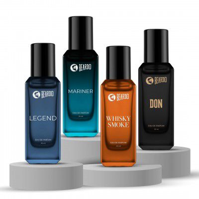 Beardo The Elite Collection- Whisky Smoke,Mariner, Legend & Don Perfume for Men (20ml x 4) | Long Lasting Fragrance | Long Lasting Perfume for Men | Gift for Men | Gift for Friend