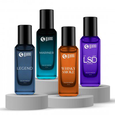 Beardo The Essence Collection- LSD,Legend,Mariner & Whisky Smoke Perfume for Men (20ml x 4) | Long Lasting Fragrance | Long Lasting Perfume for Men | Gift for Men | Gift for Friend