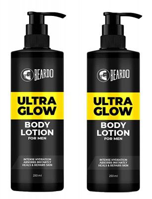 Beardo Ultraglow Body Lotion for Men 250 ml (Pack of 2) | Intense Hydration | Absorbs Instantly | Heals & Repairs Skin