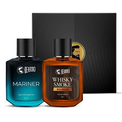 Beardo Whisky Smoke Bourbon Perfume 50ml & Mariner Perfume 50ml Combo | Fresh, Aqua Notes | Gift Set