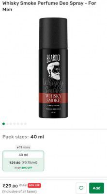 Big basket Loot : Beardo Whisky Smoke Perfume Deo Spray - For Men, 40 ml