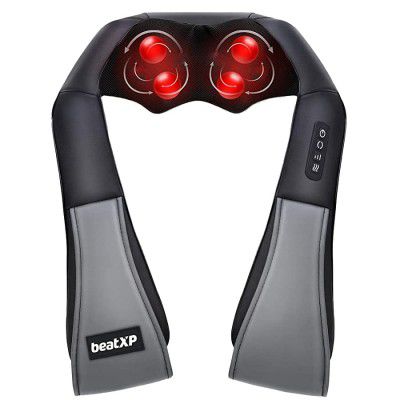 beatXP DeepHeal Shiatsu Neck & Shoulder Massager with Infrared Heat Therapy | Deep Tissue Full Body Massager with 4D Kneading Massage of Neck, Back, Muscle Pain Relief with 1 Year Warranty 