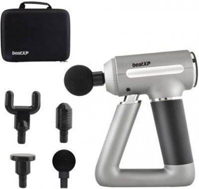 beatXP Silver Bolt Elite Deep Tissue Percussion Massage Gun for Full Body Pain Relief Athletes & Gym Professional Massager