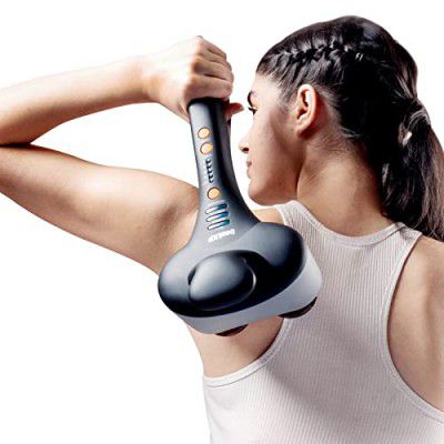 beatXP Thunder Pro Double Headed Full Body Pain Relief Massager with Infrared - Deep Tissue Massage - Acupressure for Relaxation - Foot & Body Massager with up to 18 Months Warranty (Jade Black)
