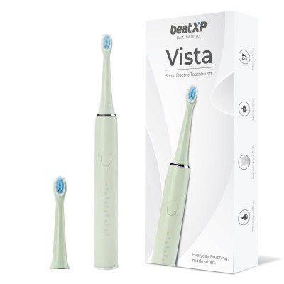 beatXP Vista Sonic Electric Toothbrush for Adults with 2 Brush Heads & 5 Cleaning Modes || 30000 strokes/min (Green)