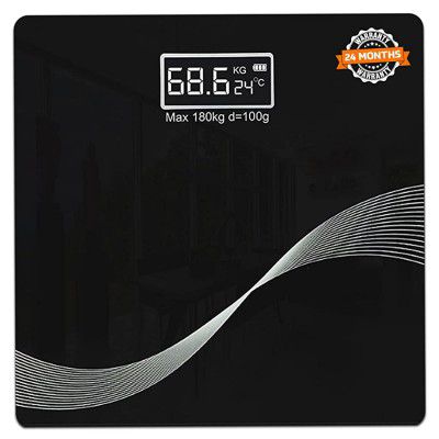 beatXP Wave Digital Bathroom Weighing Scale with LCD Panel & Thick Tempered Glass, Electronic Weight Machine for Human Body