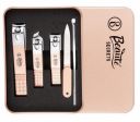 Beauté Secrets Nail Clippers - 5 Pcs Set Toenail Clipper, Fingernail Clipper & Nail File, Ear Cleaner, Nail Cutter Set with Metal Gift Tin Box for Men Women, Pink...