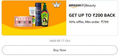 Beauty: Get 10% up to ₹200 Back Min order ₹799