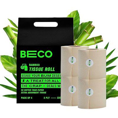 Beco Eco Friendly - Tissue Roll/ Toilet Tissue Paper (3 Ply) - 4 Rolls ( 220 Pulls Per Roll )