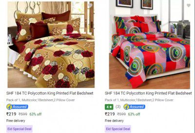 Bedsheets with Pillow Cover @ Flat ₹219