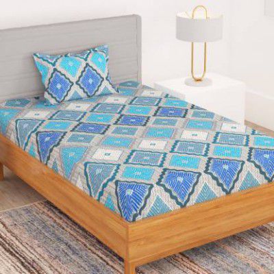 Bedspun 180 TC Microfiber Single Geometric Flat Bedsheet
