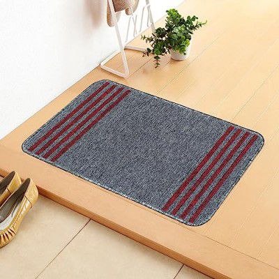 BEDSPUN Anti Slip Floor Door Mat in Home Kitchen Office Entrance Mats (38x58 cm), Grey, Nylon
