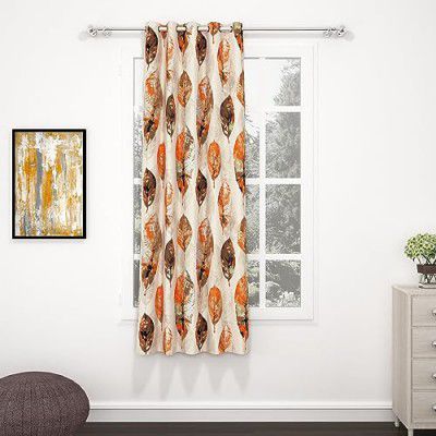 BEDSPUN Curtain Window - Raga Light Curtains for Living Room Curtains for Home 5 Feet |Abstract| Orange & Brown| Polyester, Pack of 1