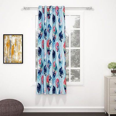 BEDSPUN Curtain Window - Raga Light Filtering Window Curtains 5 Feet Curtains for Home |Abstract| Aqua Blue| Polyester, Pack of 1