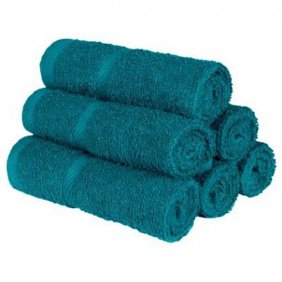 Bedspun Teal 100% Cotton Terry Towel 6 U Face Towels