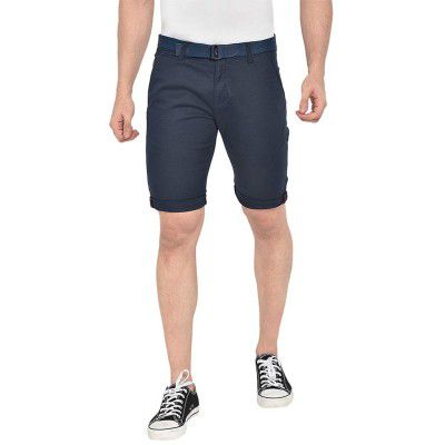 BEEVEE Mens Navy Fixed Waist 3/4th with Belt.