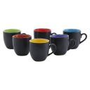 Befinitive Ceramic Tea and Coffee Cute Cup/Mugs Set - 6 Pieces,130 ml (Matt Black Multi Colour)...