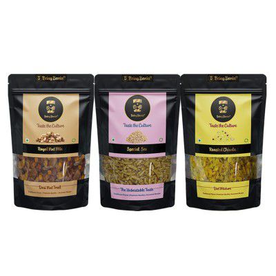 Being Bania Indian Namkeen Combo - Nut Mix | Roasted Chiwda | Special Sev | Premium and authentic taste | Made in Groundnut oil | Healthy Snack Namkeen for Diet