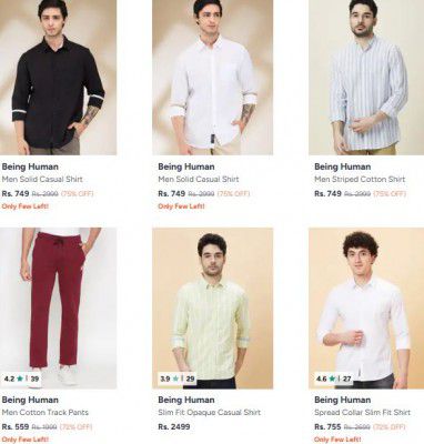 Myntra : Up to 85% OFF on Being Human Men's Clothing