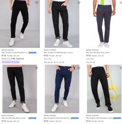 BEING HUMAN Men's Jeans Upto 72% Off | Starts at Rs 895