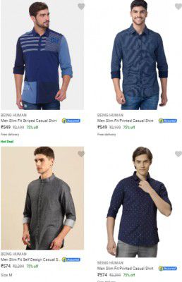 BEING HUMAN men's Shirts Minimum 70% Off