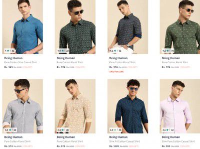 UP TO 81% OFF | Being Human Men's Shirt Starts At ₹360