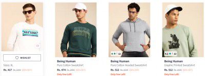 Upto 74% Off on Being Human Sweatshirts